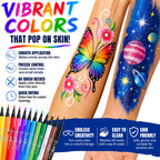 Jim&Gloria Water Resistant Face Paint Tattoo Pen, Temporary Tattoo Markers for Skin, Body Painting Kit, Teen Girl Gifts Trendy Stuff, Makeup Toys Crafts, Christmas Gifts for Teenage Girls, Adults