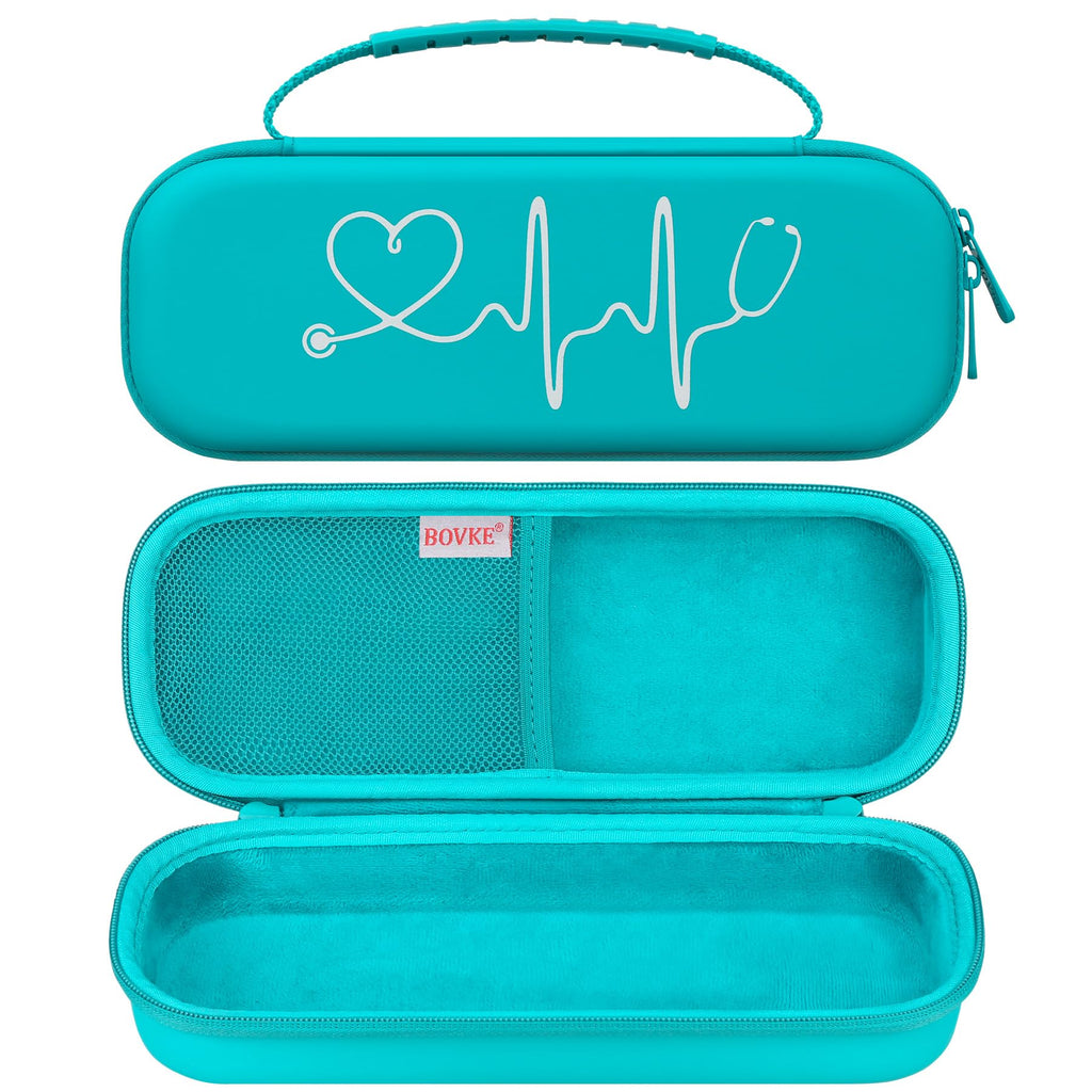 BOVKE Travel Stethoscope Case for 3M Littmann Classic III, Lightweight II S.E, MDF Acoustica Lightweight Stethoscopes, Mesh Pocket for Pen Lights, Medical Scissors and Nurse Accessories, Turquoise