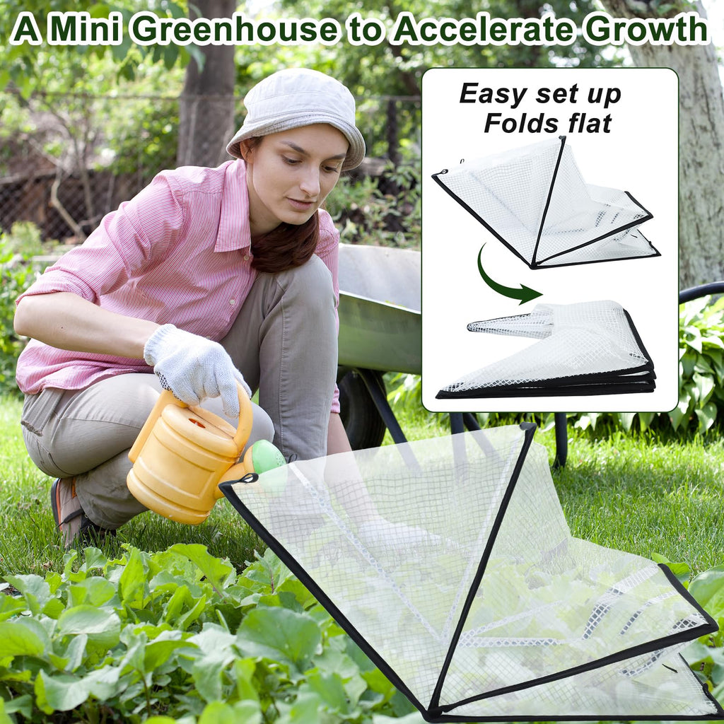2Pack Garden Row Accelerator Plants Cover, Foldable Raised Garden Bed Cover with Zipper Door Waterproof Small Greenhouse Plant Cage Guard Protector for Vegetable Flower Fruits from Animals,31×13×14In