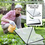 2Pack Garden Row Accelerator Plants Cover, Foldable Raised Garden Bed Cover with Zipper Door Waterproof Small Greenhouse Plant Cage Guard Protector for Vegetable Flower Fruits from Animals,31×13×14In
