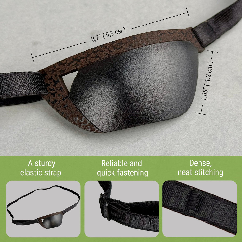 Premium Handmade Leather Eye Patch with Soft Foam Padding, Slim Adult Eye Patch for Men and Women for Lazy Eye Therapy, Cosplay, and Pirate Costume (Black, Right)