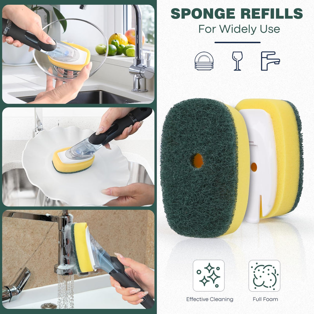 Sponge Brush Refills for OXO Dish Brush, 8 Pack Soap Dispensing Dish Refills, Scrub Replacement Head for Scrubber, Sponge Replacement Head Fits Soap Dispensing Handle