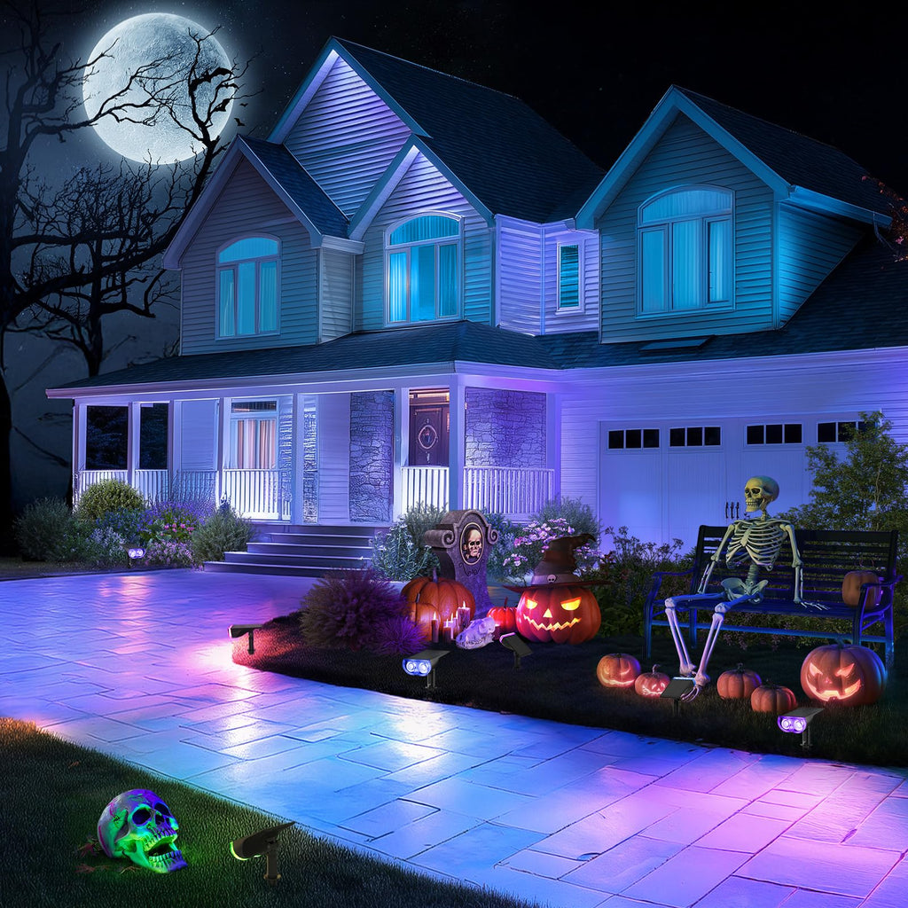 Linkind Halloween Solar Lights Outdoor Spotlight Waterproof RGB 2 Pack