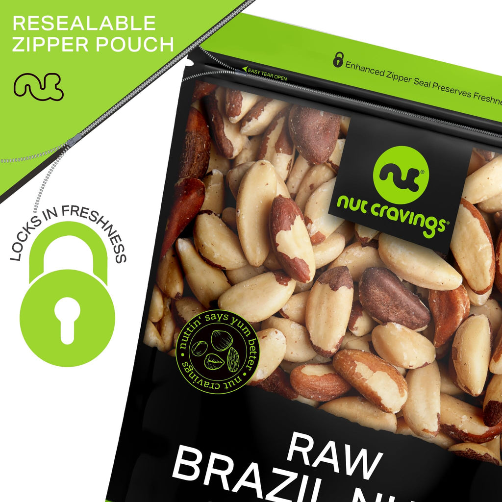 NUT CRAVINGS - Raw Brazil Nuts, Unsalted (16oz - 1 LB) No Shell, Whole