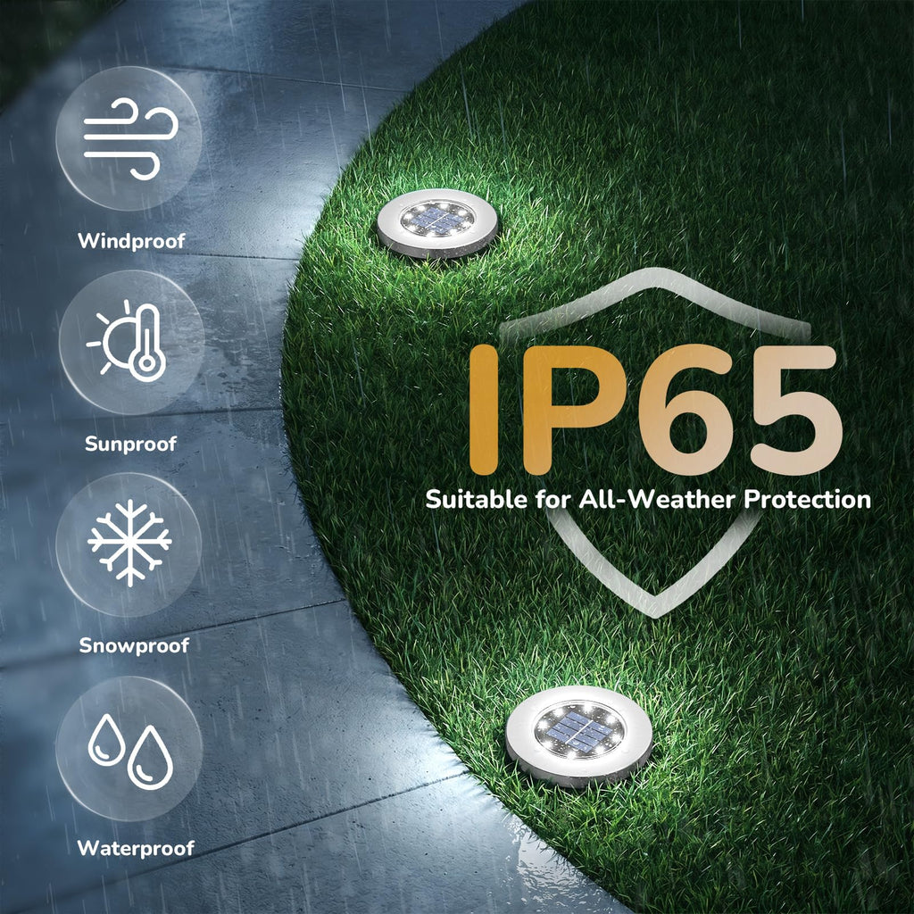 INCX 4.6 inch Solar Lights Outdoor Waterproof,12 Pack Solar Lights for Outside, Solar Garden Lights Landscape Lighting for Patio Pathway Lawn Yard Deck Driveway Walkway, Cold White