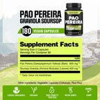 180 Capsules - 600mg Pao Pereira Herb Extract 10:1 with 400mg Graviola Soursop - Combined Formula for Immune System, Comfortable Mind, Body Management & Strength Support