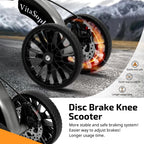 VitaSophy Knee Scooter with Disc Brake, Steerable Knee Walker for Adults,Foldable Rover Scooter forBroken Foot Injured Leg Crutch,Black