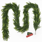 N&T NIETING 9FT Christmas Norfolk Pine Garland Real Touch Artificial Greenery Garlands Faux Winter Garland for Mantle Fireplace Table Stair Front Door Indoor Outdoor Holiday Xmas Decorations (1 Pcs)