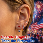 4th of July Earrings for Women Outfits Accessories, 250th Anniversary Fourth of July Deals Independence Day Patriotic Dress Shirts, USA American Flag Red White Blue Hoop Stud Jacket Jewelry