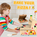 WOODMAM Wooden Pizza Toy, 48 PCS Montessori Pretend Play Food for Ages 3+