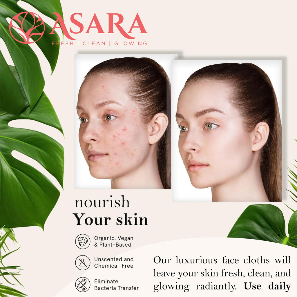Clean Face Towels Disposable XL Facial Wipes | Add Water As a Makeup Remover | Sensitive Skin Face Towels | Organic Vegan Biodegradable - Clean Daily Towelettes | by Asara (100 Count)