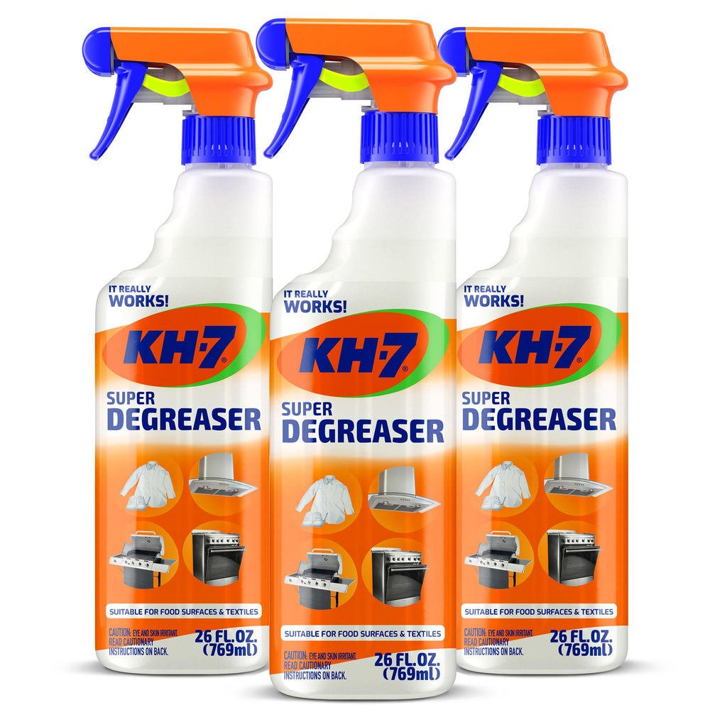 KH-7 Super Degreaser Multipurpose Cleaning Spray: The Heavy Duty All Purpose Cleaner for Your Home, Kitchen, Garage, Car & Laundry | Total Cleaner & Powerful Grease Remover, 26 oz (3 Pack)