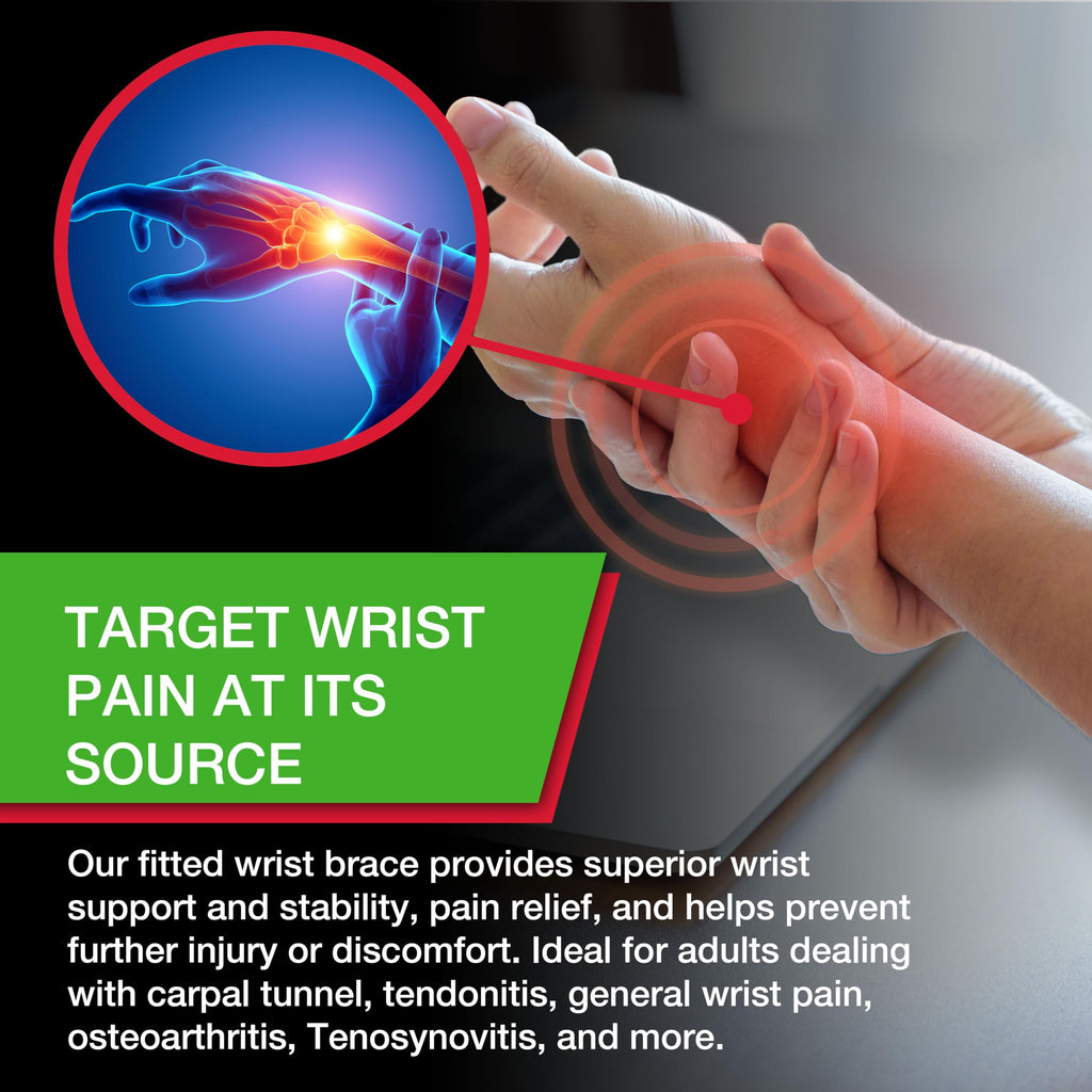 MUELLER Sports Medicine Green Fitted Wrist Brace for Men and Women, Wrist Pain Relief Support, Ideal for Carpal Tunnel, Tendonitis, Arthritis, Left Hand, Black, Small/Medium