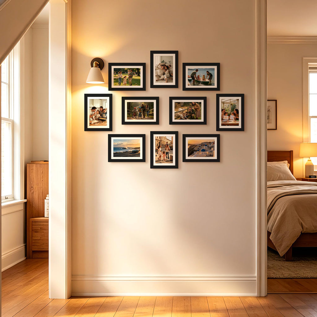 upsimples 4x6 Picture Frame, Photo Collage Wall Decor Set of 10, Black