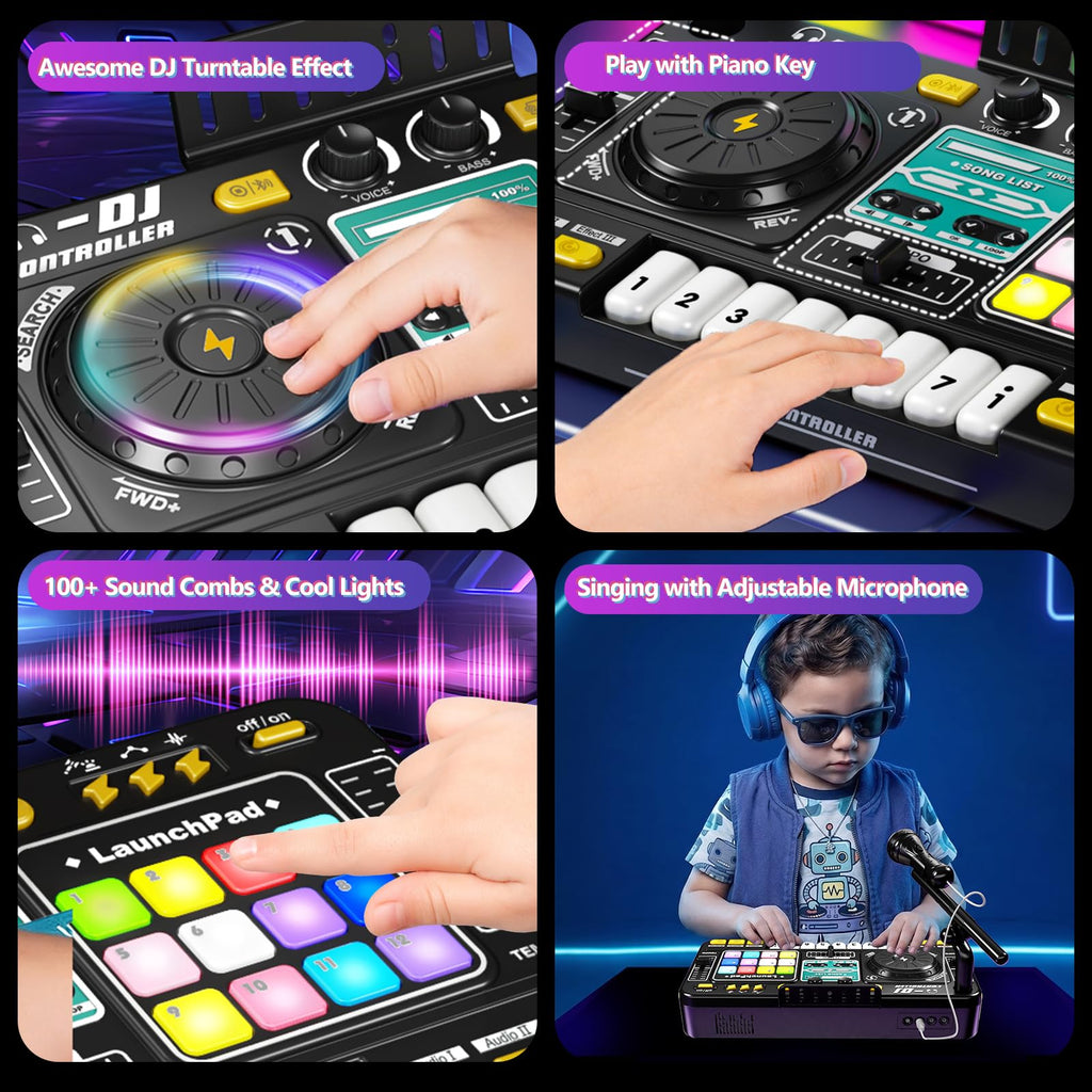 Tsomtto Kids DJ Mixer Table Musical Toy with Lights & Bluetooth