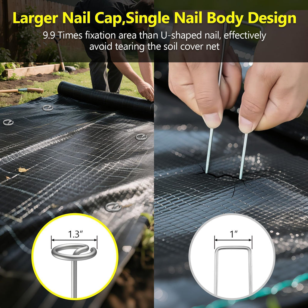 120 Pcs Landscape Staples, Thickened Landscape Fabric Stakes Heavy Duty(8 Gauge), Not Easy to Bend 6 inch Galvanized Garden Stakes for Plant Support, More Holding Power Than U-Shaped Landscape Pins