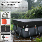 QH.HOME 550D 12x24 Ft Rectangular Pool Cover [Upgraded Tear Resistant & Quadruple Windpoof]wth Pre-Installed Winch and Rope,Pool Covers for Above Ground Pools Rectangle-Snug Fit&Waterproof Protection