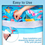 Docuwee Round Dog Pool Cover 48", Foldable Kiddie Solar Cover Fit Dog Collapsible Swimming Pool, Pets Kids Bath Tub, Anti-UV Dustproof Safety Pool Covers, Starfish Patterns