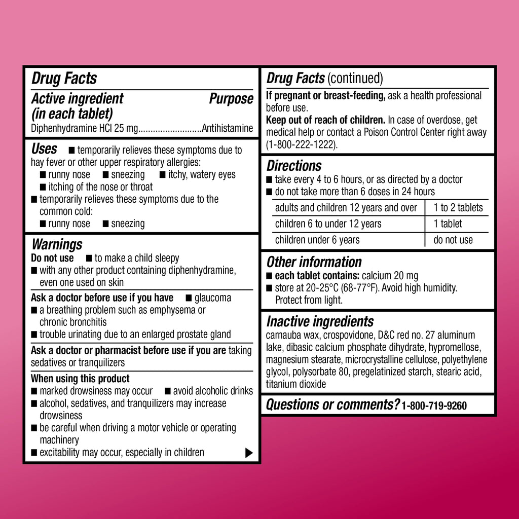 Amazon Basic Care Complete Allergy Relief, Diphenhydramine HCl 25 mg, Easy to Swallow Mini-Tabs, Relieves Sneezing, Itchy Eyes, Runny Nose, Itchy Throat, 400 Count