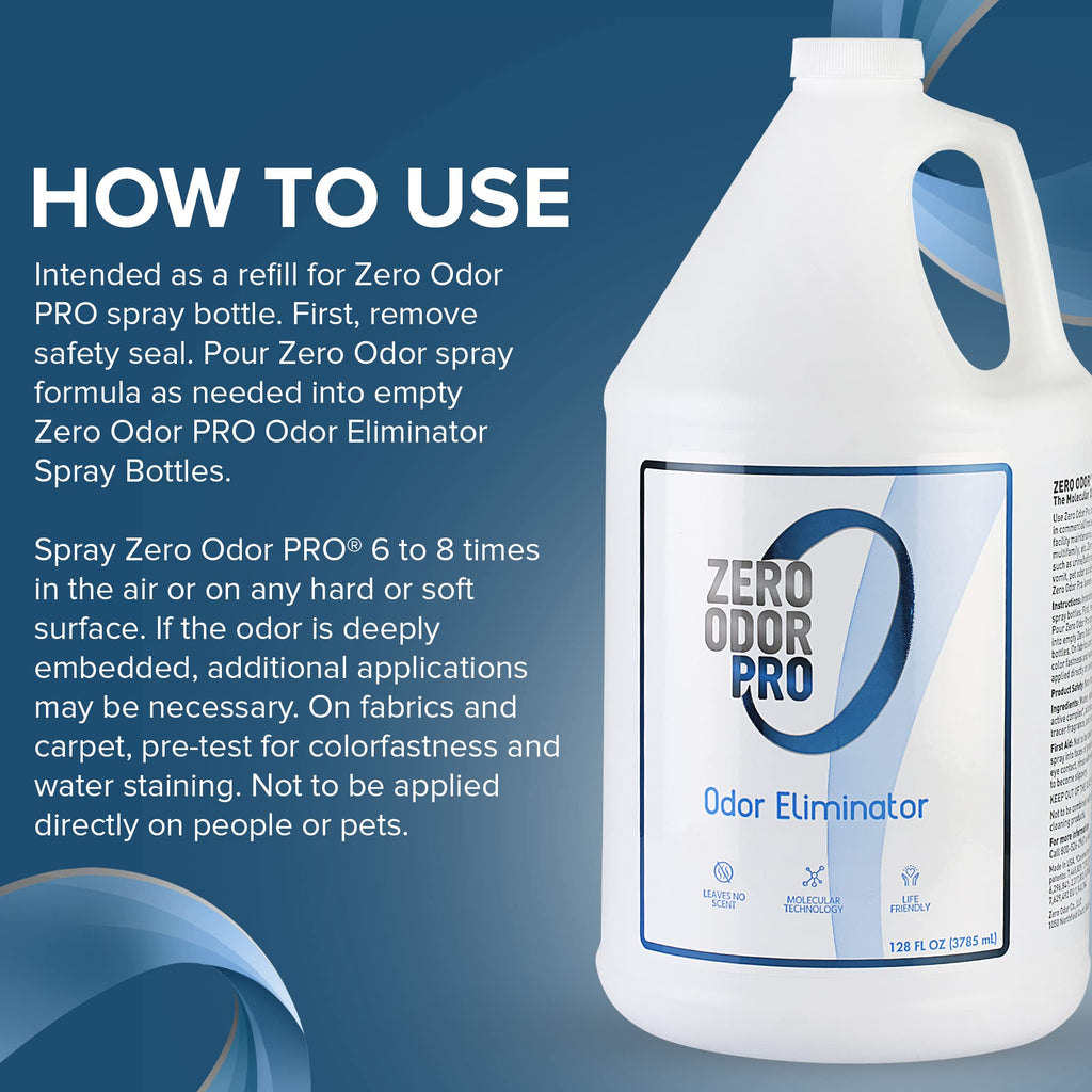 Zero Odor Pro Commercial Odor Eliminator Refill, Room Deodorizer, 128 oz