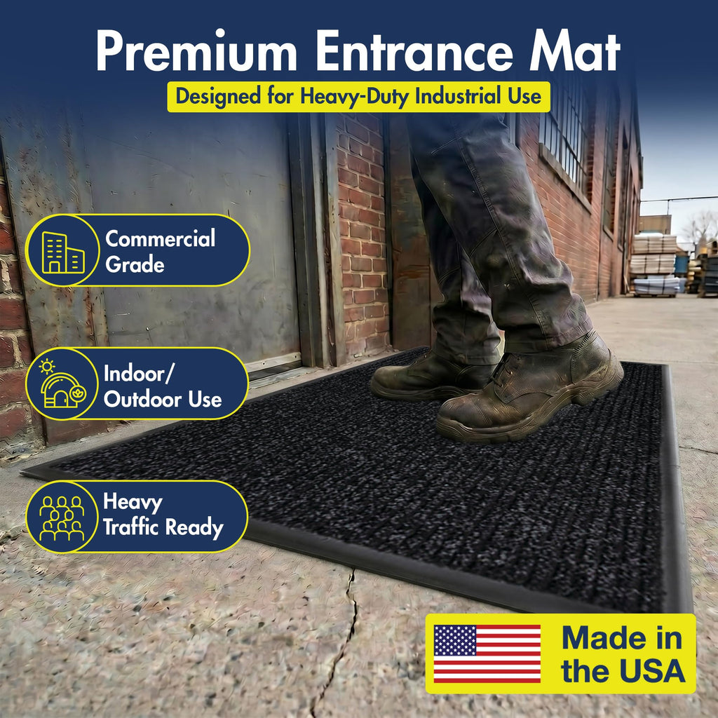 Notrax 109 Industrial Door Mat, 3' x 4' Charcoal, Made in the USA