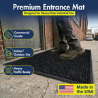 Notrax 109 Industrial Door Mat, 3' x 4' Charcoal, Made in the USA