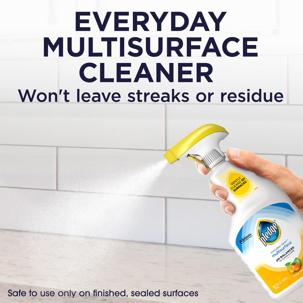 Pledge pH-Balanced Multisurface Cleaner Spray for Everyday Care, Fresh Citrus Scent, 25oz (Pack of 3)