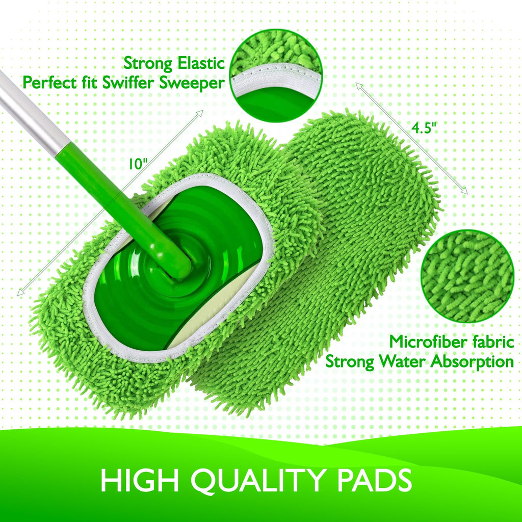 Yicotira Reusable Microfiber Mop Pads Compatible with Swiffer Sweeper- 8 Pack Dry Sweeping Cloths & Wet Mopping Cloths - Washable Wet Pads Refill for Mopping Floors (Mop is not Included)
