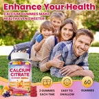 Calcium Citrate Gummies - 1200mg Calcium Gummies Supplements for Women & Men with Vitamin D3, K2, Magnesium, Zinc High Absorption for Bone, Muscle & Immune Support, Fruit Flavor, 60 Count
