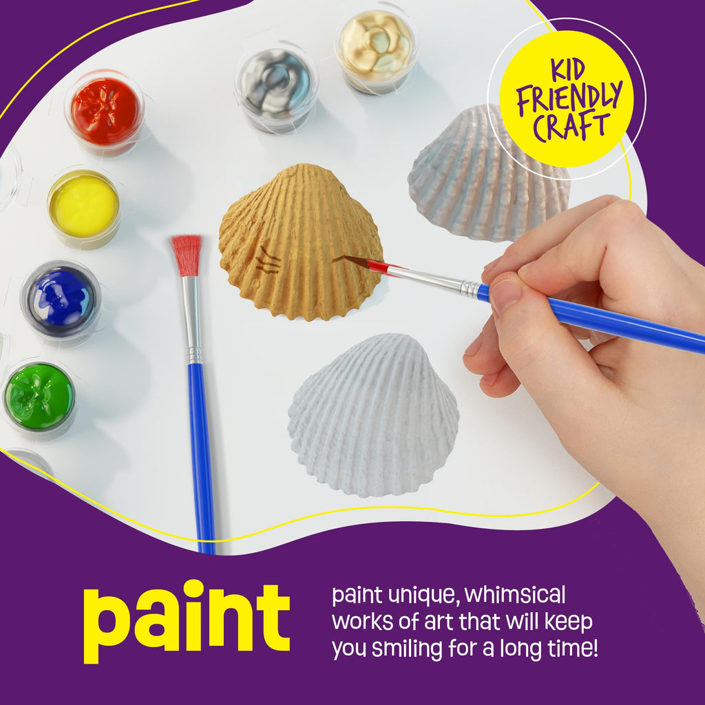Dan&Darci Kids Sea Shell Painting Kit - Arts & Crafts Gifts for Boys and Girls - Craft Activities Kits - Creative Art Activity Gift Toys for Age 6, 7, 8, 9, 10, 11 & 12 Year Old 8-12