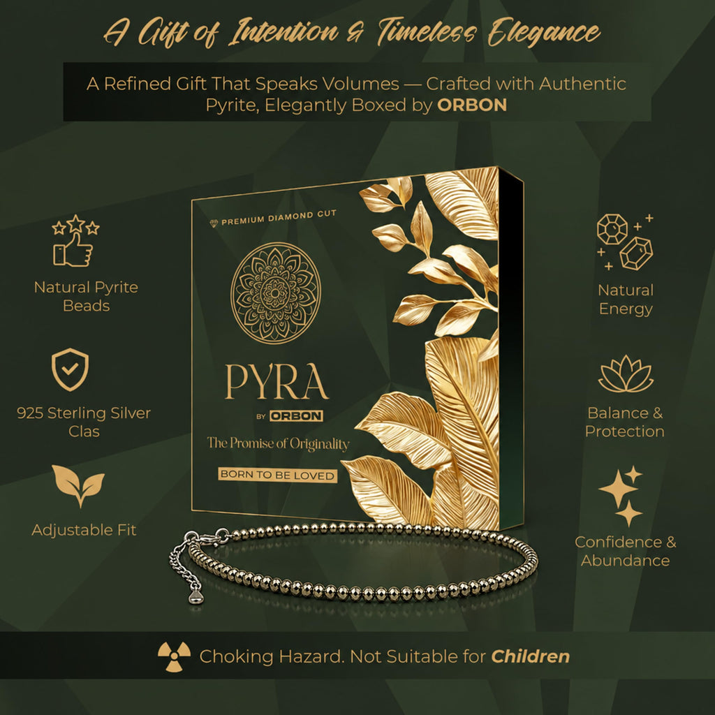 ORBON Original Certified Raw Pyrite Anklet for Women | Natural Raw Pyrite Crystal Ankle Bracelet for Wealth & Abundance | Genuine Stone, Adjustable Fit, Astrologer Recommended | Success Energy with Activation Card & Authenticity Certificate (2 MM BEADS)