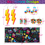 Yussti 80S Accessories for Women 4 Pairs Retro Earrings 4 PCS Headbands