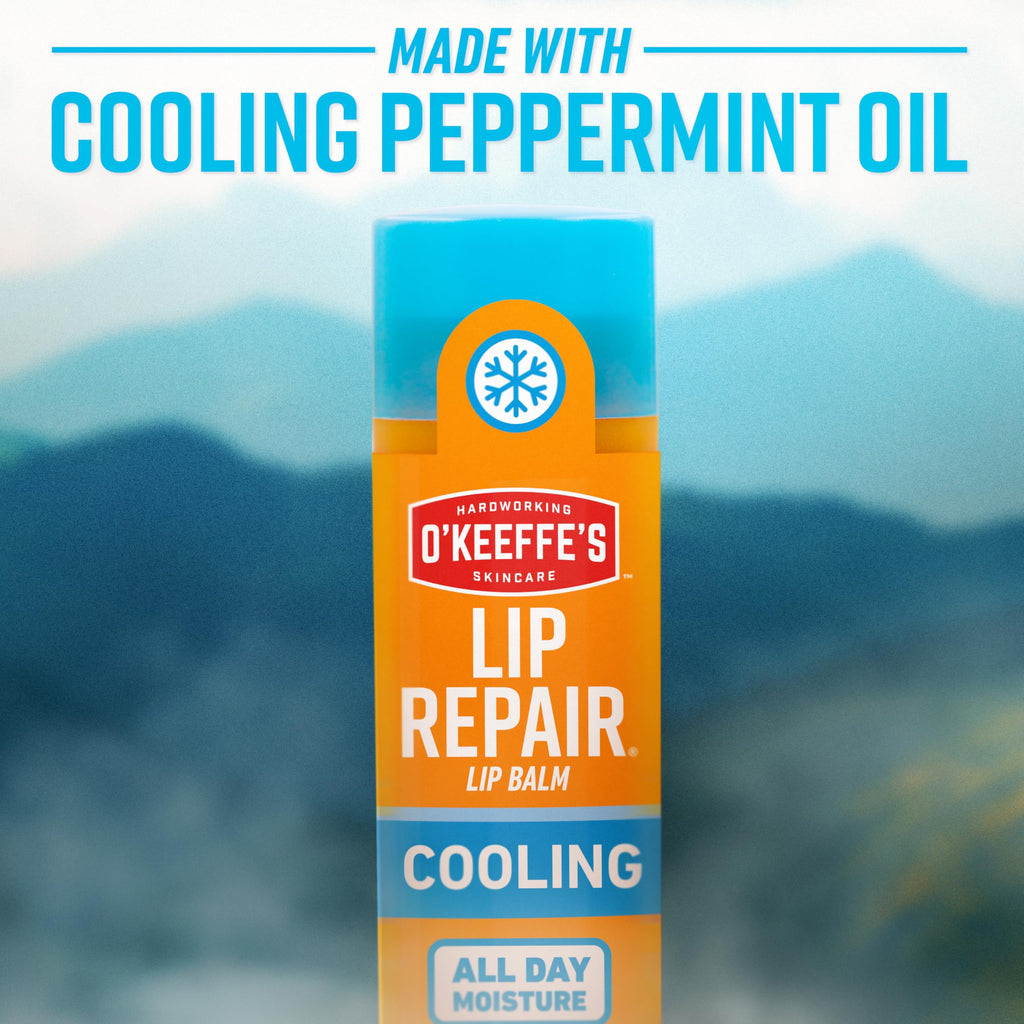 O'Keeffe's Lip Repair Lip Balm With Cooling Relief for Dry, Cracked Lips - Stick (4 Pack) - Moisturizer for Very Dry Lips