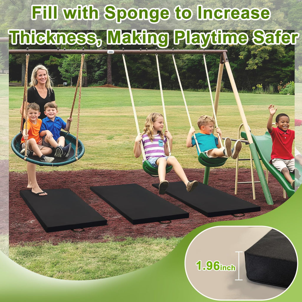 JZHLLA 2 PCS Outdoor Playground Mat 1.96 Inch Thick Foam Playground Protection Mats with Waterproof Oxford Cover for Swingsets and Slides, Increase the Buffer 40" L X 24" W