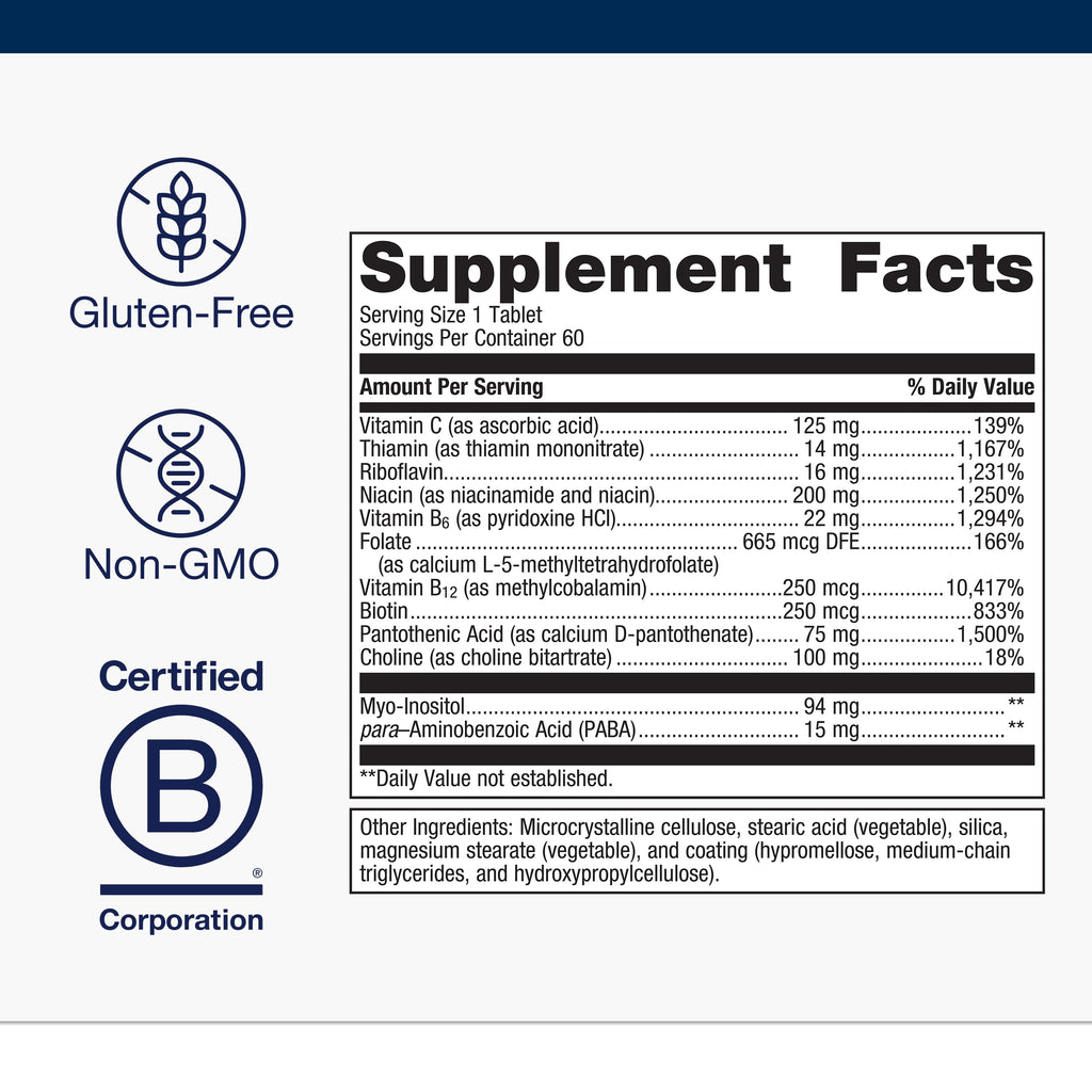 Metagenics Vitamin B-Complex - Active B6 & B12 Vitamins with Folate - Supports Energy Metabolism, Stress Response, Homocysteine Balance & Nervous System Health - Vegetarian & Gluten-Free - 60 Tablets