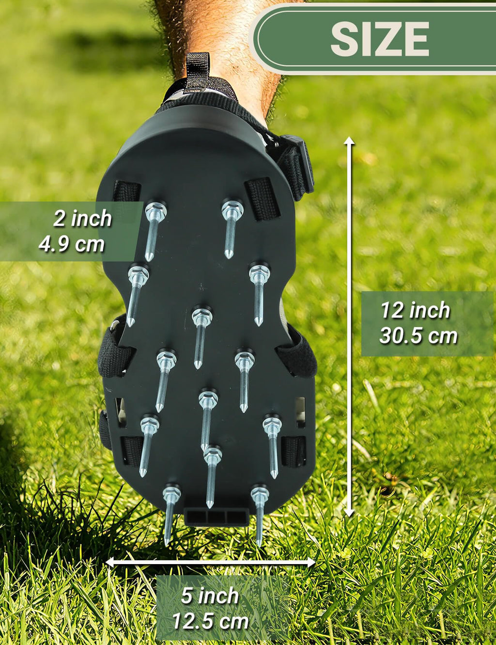 Lawn Aerator Shoes for Grass, Pre-Assembled Heavy Duty Aerator Lawn Tool with Hook and Loop Straps, One Size Fits All Spiked Shoes for Effectively Aerating Yard Garden Lawn Patio Soil, No Installation