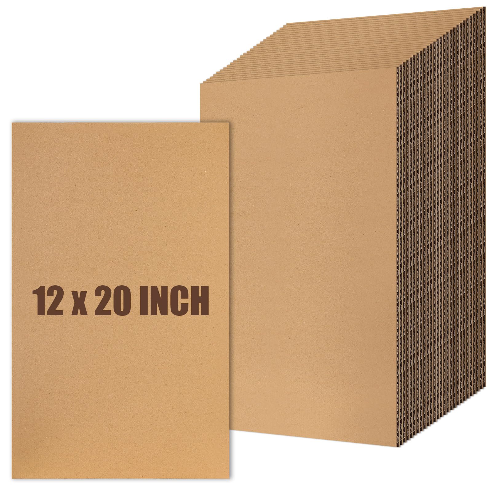 Feifeiya 30 Pack Corrugated Cardboard Sheets 12 x 20 Inch Large Flat Cardboard Sheets Packaging Inserts Flat Square Inserts for Shipping Packing Mailing Crafts