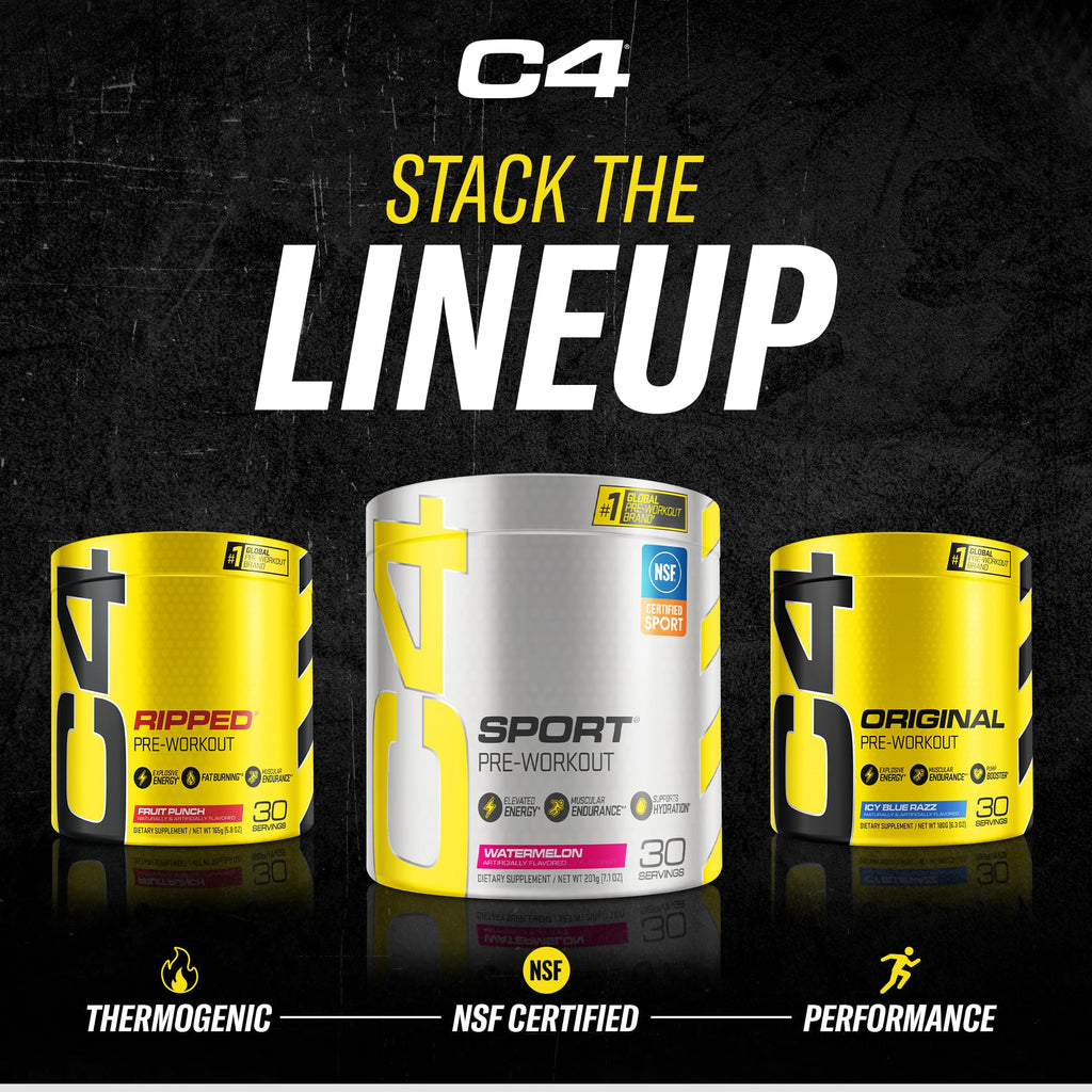 C4 Original Pre Workout Powder Icy Blue Razz - Vitamin C for Immune Support - Zero Sugar Preworkout Energy for Men & Women - 150mg Caffeine Plus Beta Alanine Plus Creatine - 60 Servings