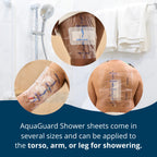 TIDI 50015-PKG AquaGuard Sheet – 9” x 9” – (Area of Coverage: 7” x 7.5”) – Shower Protection Sheet – Self-Adhesive Moisture Barrier – Wound Cover for Showering – 7 Sheets – Home Medical Supplies