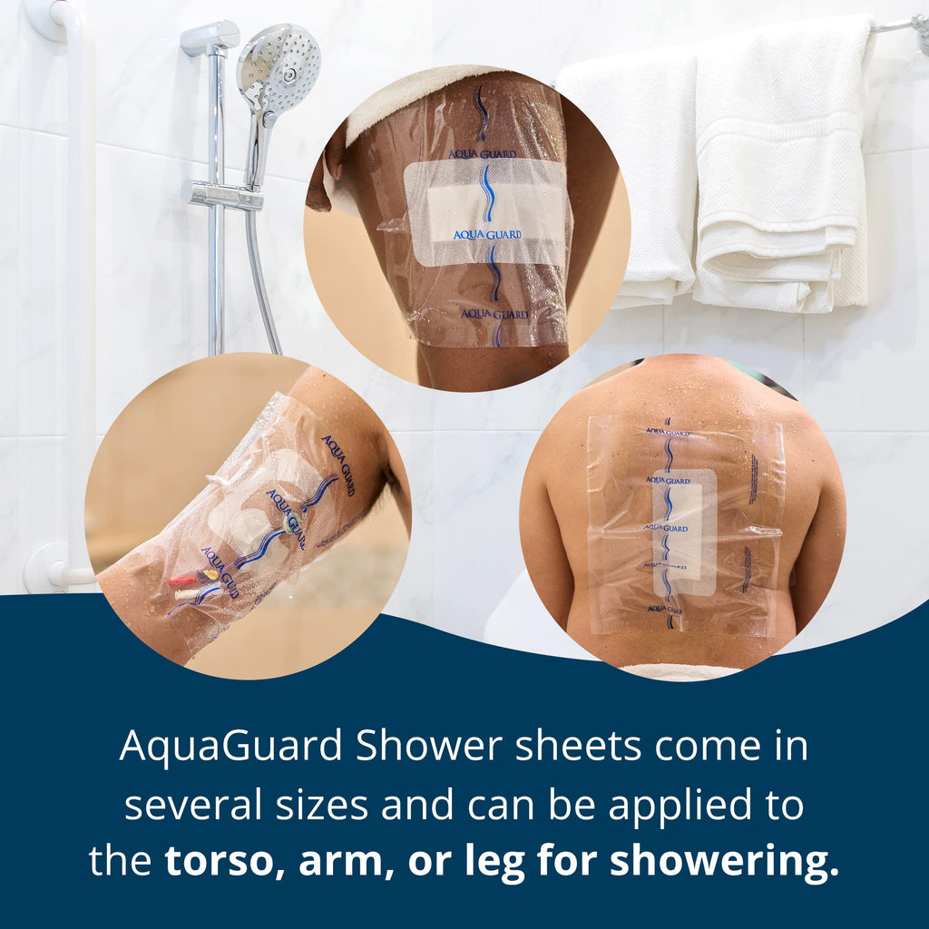TIDI 50010-PKG AquaGuard Sheet – 7” x 7” – (Area of Coverage: 5” x 5.5”) – Shower Protection Sheet – Self-Adhesive Moisture Barrier – Wound Cover for Showering – 7 Sheets – Home Medical Supplies