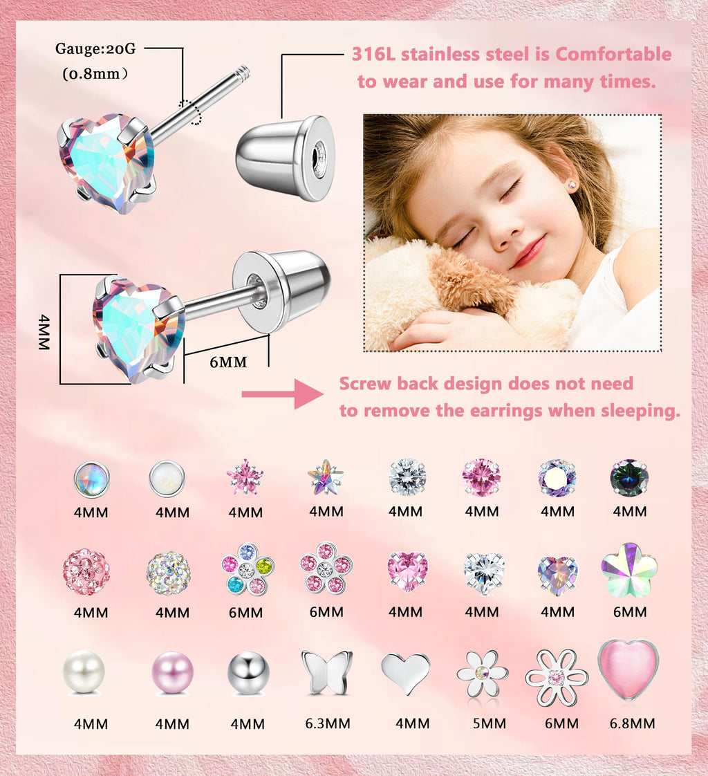 YADOCA 24Pairs Hypoallergenic Earrings for Girls Women Flat Back Earring
