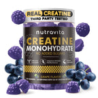 Nutravita Creatine Monohydrate Gummies for Men & Women-5g of Creatine Monohydrate per Serving - Sugar Free,Vegan, Grapes Flavor, 120 Count
