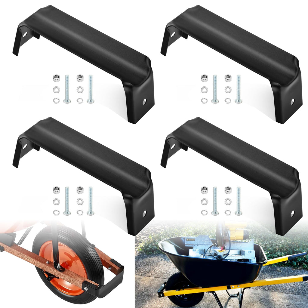 FENXDN 4 Pcs Wheelbarrow Replacement Accessories Axle Bracket, Black Steel