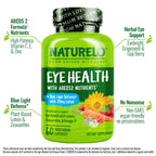 NATURELO Eye Vitamins - AREDS 2 Formula Nutrients with Lutein, Zeaxanthin, Vitamin C, E, Zinc, Plus DHA - Supplement for Dry Eyes, Healthy Vision, Eye Support - 60 Vegan Capsules