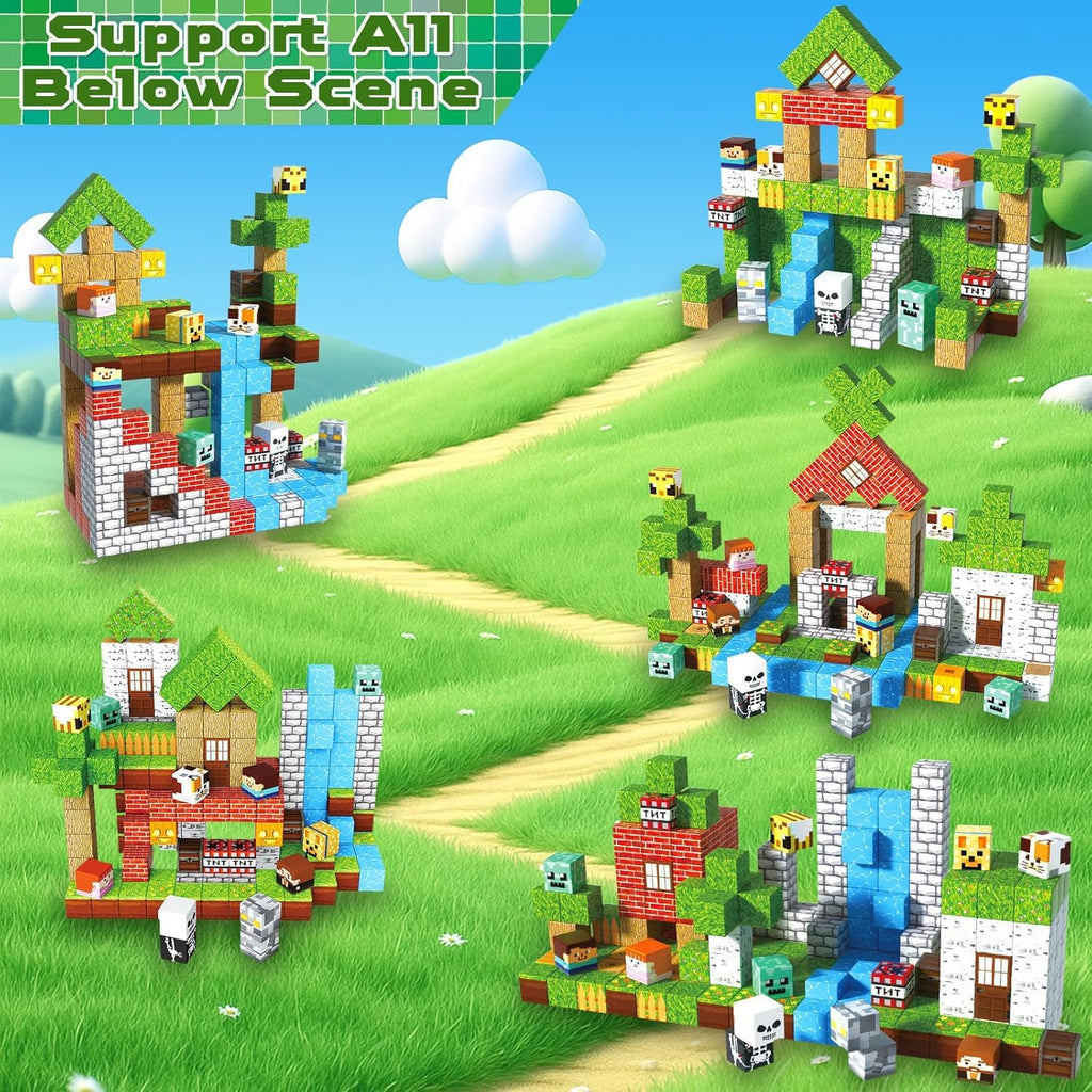 ToyUnited 200PCS Magnetic Blocks - Magnetic Building Blocks, Magnet Cubes Game, Stacking Forest Set, STEM Montessori Sensory Stacking Toys for Kids, Birthday Gifts for Boys and Girls Age 3+ Years Old