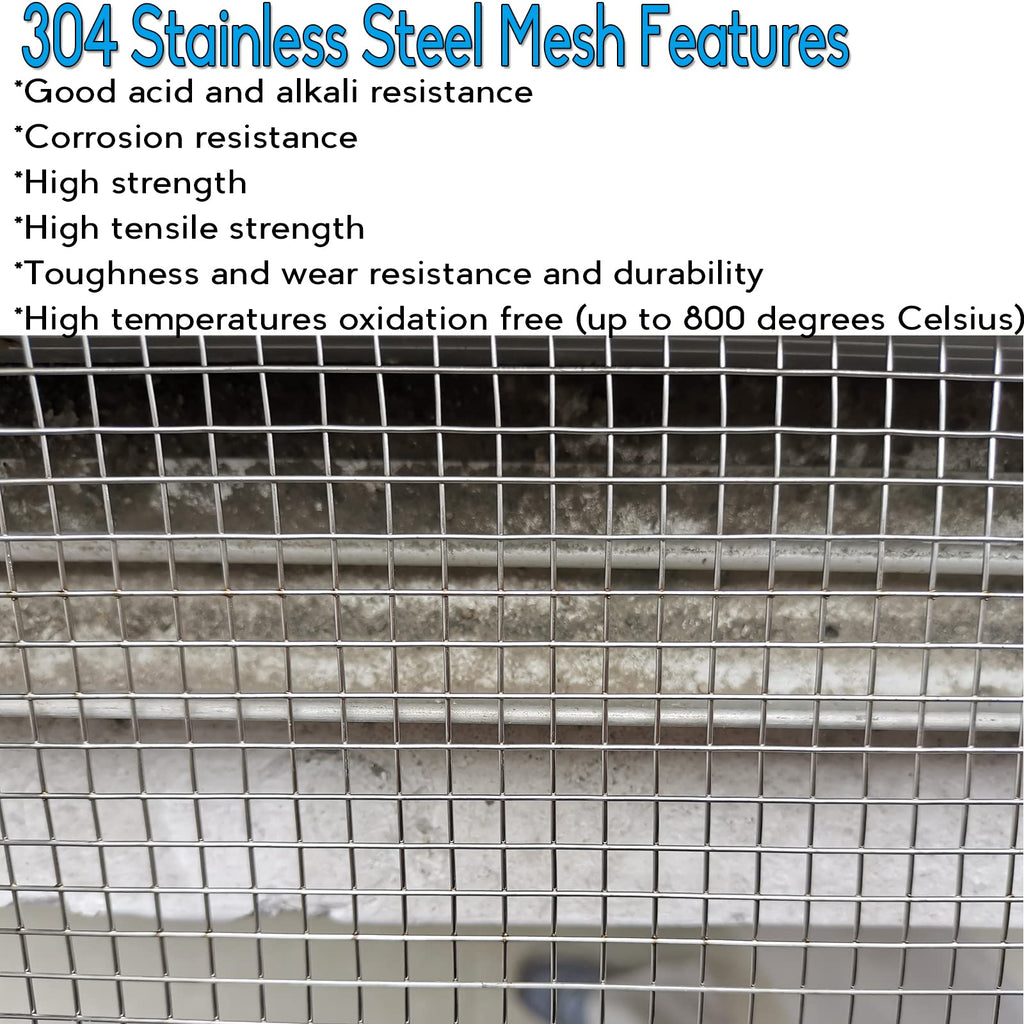 Upgraded 2PACK SS Wire Mesh, 4 Mesh Completely Welded, 12 X 24 in(310mm X 620mm), Stainless 304, Easy to Cut and Make Straight, Never Rust by Valchoose