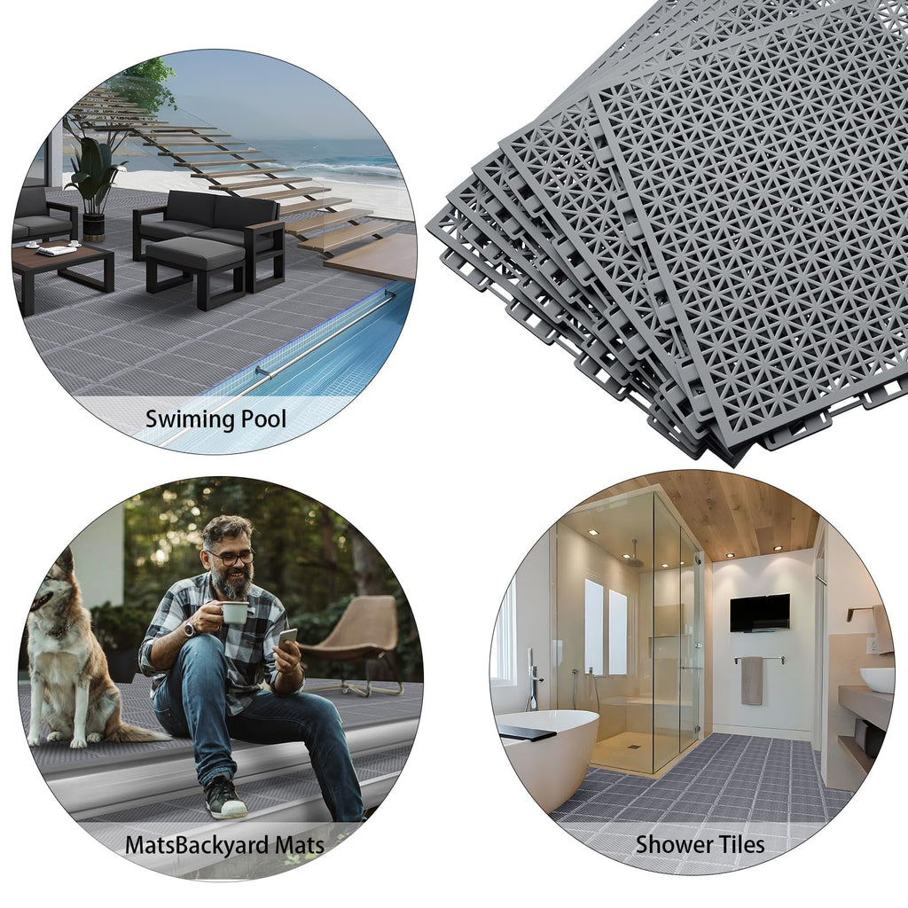 16 PCS Modular Interlocking Cushion Interlocking Floor Tiles with Hole