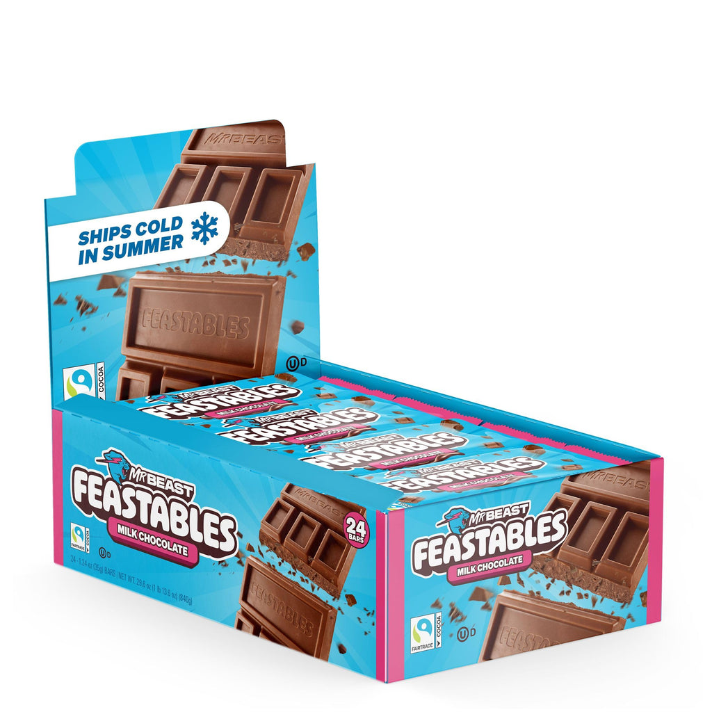 MrBeast Feastables Milk Chocolate Bar, Full Size, 24 Count, Fairtrade Cocoa