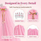 Meland Princess Dress Up for Girls 3-8, Princess Cape with Crown & Tutu Skirt, Birthday Gift for Girls 3 4 5 6 7 8 Years Old, Toys for Toddler Kids Pretend Play, Halloween Costume, Christmas, Party