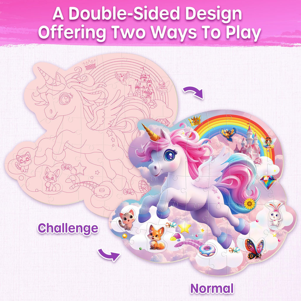 SYNARRY Unicorn Floor Puzzle for Kids Ages 4-6, Large 45-Piece
